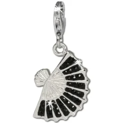 SilberDream Glitzer Charm Fächer schwarz Zirkonia Kristalle GSC525S