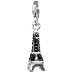 SilberDream Glitzer Charm Eiffelturm schwarz Zirkonia Kristalle GSC562S