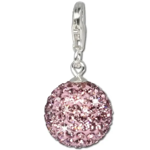 SilberDream Glitzer Charm Kugel flieder Zirkonias GSC204