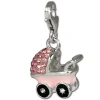 SilberDream Glitzer Charm Kinderwagen rosa Zirkonia Kristalle GSC501A
