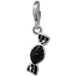 SilberDream Glitzer Charm Bonbon schwarz Zirkonia Kristalle GSC576S