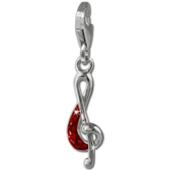 SilberDream Glitzer Charm Notenschlüssel rot Zirkonia Kristalle GSC578R