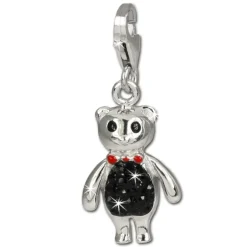 SilberDream Glitzer Charm Bär schwarz Zirkonia Kristalle 925er GSC504S