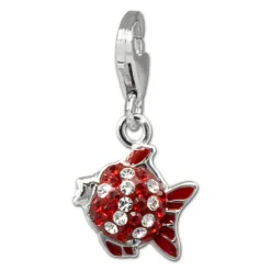 SilberDream Glitzer Charm Fisch rot Zirkonia Kristalle Anhänger GSC564R