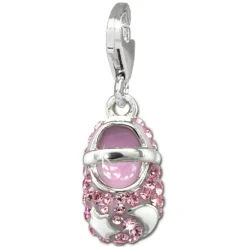 SilberDream Glitzer Charm Babyschuh rosa Zirkonia Kristalle GSC554A
