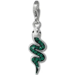 SilberDream Glitzer Charm Schlange grün Zirkonia Kristalle GSC585G