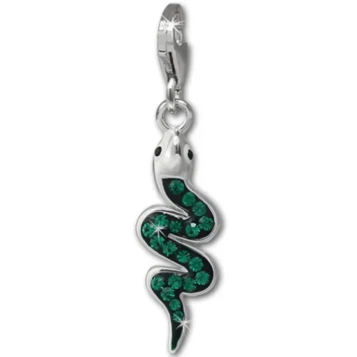 SilberDream Glitzer Charm Schlange grün Zirkonia Kristalle GSC585G
