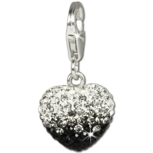 SilberDream Glitzer Charm Herz Zirkonias schwarz ICE GSC006