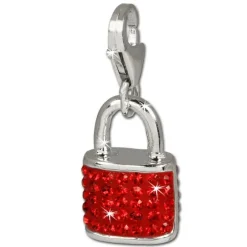 SilberDream Glitzer Charm Schloss rot Zirkonia Kristalle 925 GSC514R