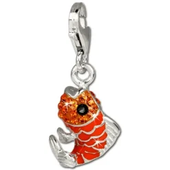 SilberDream Glitzer Charm Fisch orange Zirkonia Kristalle GSC507O