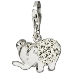 SilberDream Glitzer Charm Elefant weiß Zirkonia Kristalle GSC510W