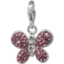 SilberDream Glitzer Charm Schmetterling rosa Zirkonia Kristalle GSC546A