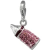SilberDream Glitzer Charm Nuckelflasche rosa Zirkonia Kristalle GSC555A