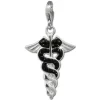 SilberDream Glitzer Charm Hermesstab schwarz Zirkonia Kristalle GSC557S