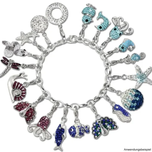 SilberDream Glitzer Charm Kugel rose/weiß Zirkonias GSC219N
