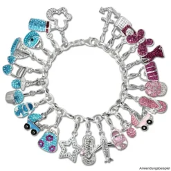 SilberDream Glitzer Charm Tasche klein hellblau Zirkonia Kristalle GSC558H