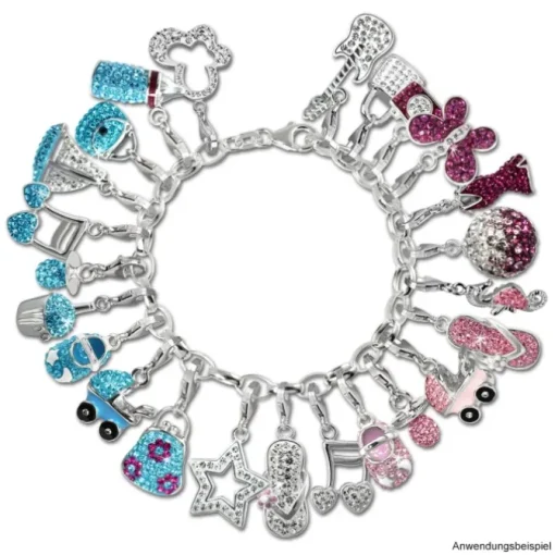 SilberDream Glitzer Charm Seepferd rosa Zirkonia Kristalle 925 GSC519A