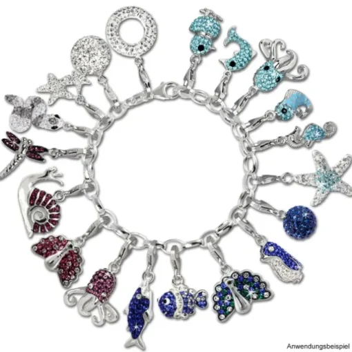 SilberDream Glitzer Charm Kugel 10mm blau Zirkonia Kristalle GSC220B