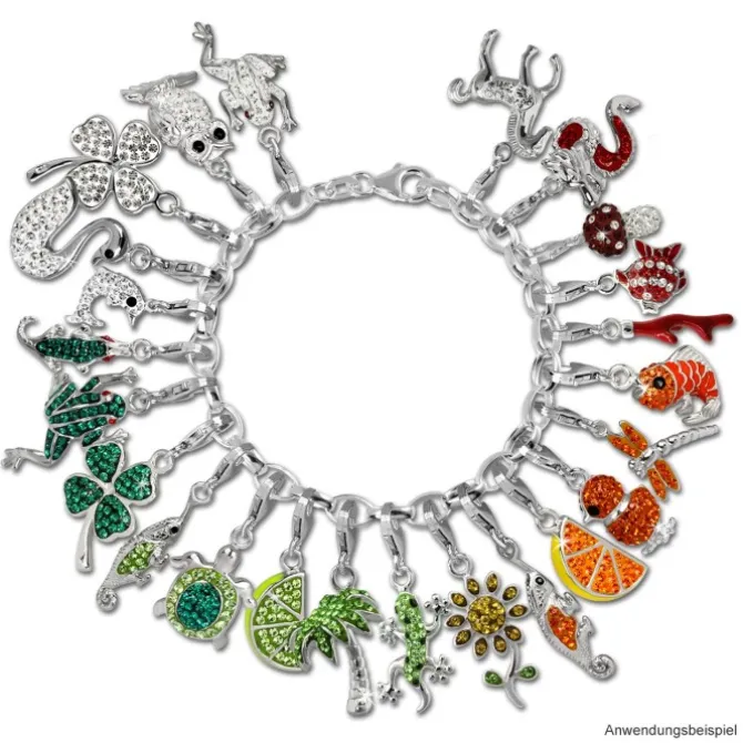 SilberDream Glitzer Charm Pferd weiß Zirkonia Kristalle Anhänger GSC570W