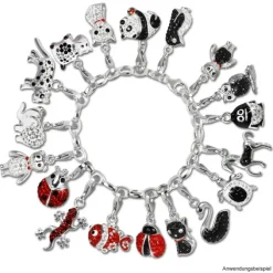 SilberDream Glitzer Charm Schwan schwarz Zirkonia Kristalle GSC523S