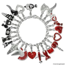 SilberDream Glitzer Charm Schloss rot Zirkonia Kristalle 925 GSC514R