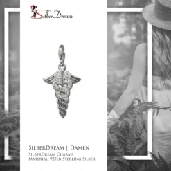 SilberDream Glitzer Charm Hermesstab weiß Zirkonia Kristalle GSC557W