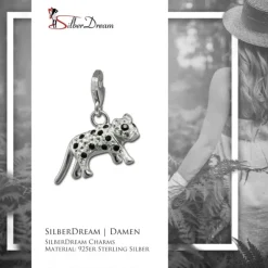 SilberDream Glitzer Charm Bengal Katze Zirkonia Kristalle Anhänger GSC550W