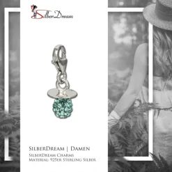 SilberDream Glitzer Charm Nuckel hellblau Zirkonia Kristalle GSC502H
