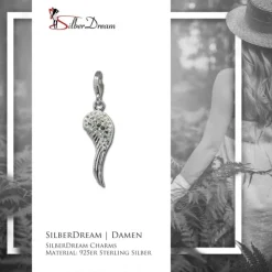SilberDream Glitzer Charm Flügel weiß Zirkonia Kristalle GSC574W