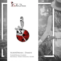 SilberDream Glitzer Charm Marienkäfer Zirkonias GSC207