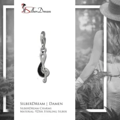 SilberDream Glitzer Charm Notenschlüssel schwarz Zirkonia Kristalle GSC578S