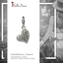 SilberDream Glitzer Charm Herz weiß Zirkonia Kristalle GSC543W