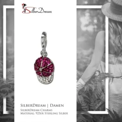 SilberDream Glitzer Charm Basecap fuchsia Zirkonia Kristalle GSC528V