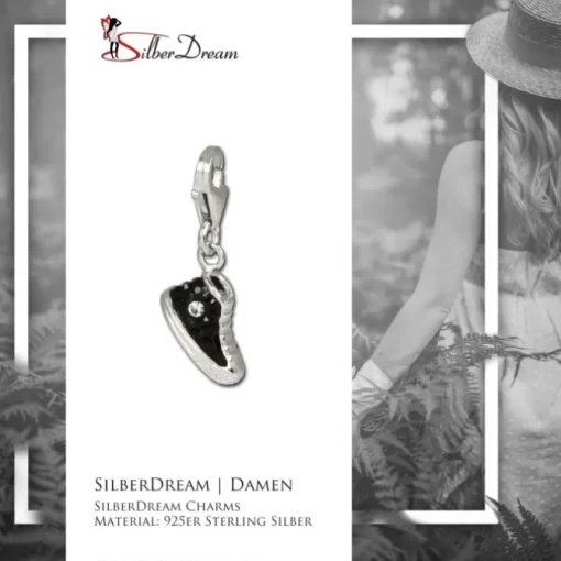 SilberDream Glitzer Charm Sneaker schwarz Zirkonia Kristalle GSC515S
