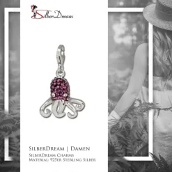 SilberDream Glitzer Charm Krake lila Zirkonia Kristalle 925 GSC517V