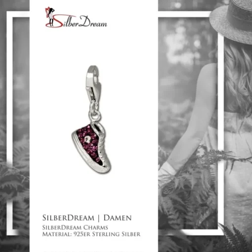 SilberDream Glitzer Charm Sneaker lila Zirkonia Kristalle 925 GSC515V