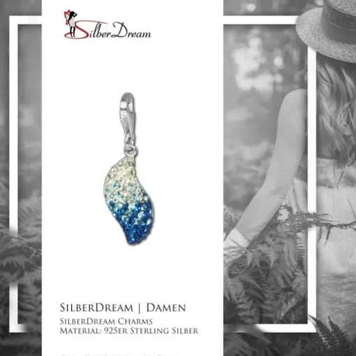 SilberDream Glitzer Charm Welle Zirkonias blau ICE GSC004