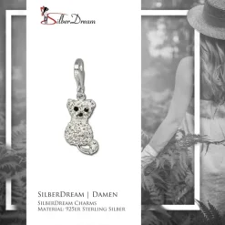 SilberDream Glitzer Charm Katze Zirkonias shiny GSC209