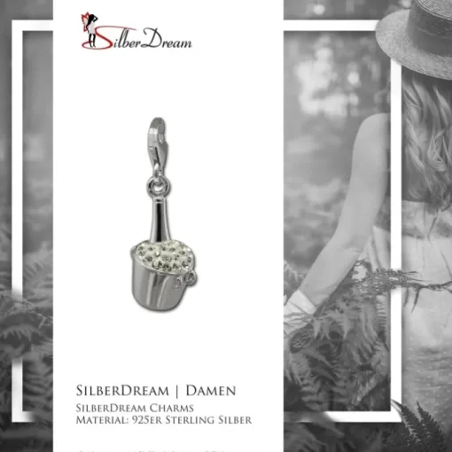 SilberDream Glitzer Charm Sektkühler weiß Zirkonia Kristalle GSC573W