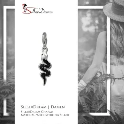 SilberDream Glitzer Charm Schlange schwarz Zirkonia Kristalle GSC585S