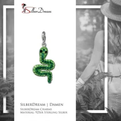 SilberDream Glitzer Charm Schlange Zirkonias grün GSC310G