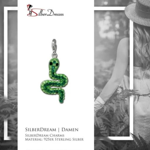 SilberDream Glitzer Charm Schlange Zirkonias grün GSC310G