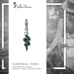 SilberDream Glitzer Charm Schlange grün Zirkonia Kristalle GSC585G