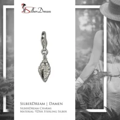 SilberDream Glitzer Charm Muschel Zirkonias weiss GSC202