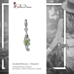 SilberDream Glitzer Charm Leguan grün Zirkonia Kristalle 925er GSC535L