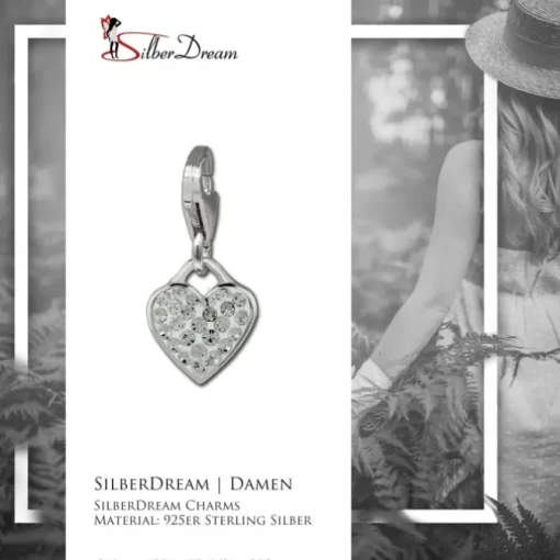 SilberDream Glitzer Charm Herz weiß Zirkonia Kristalle GSC581W