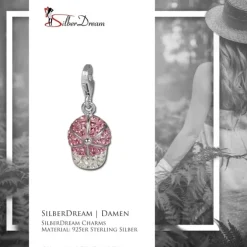 SilberDream Glitzer Charm Basecap rosa Zirkonia Kristalle GSC528A