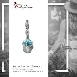 SilberDream Glitzer Charm Sektkühler hellblau Zirkonia Kristalle GSC573H