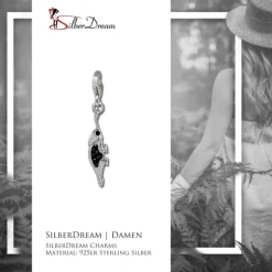 SilberDream Glitzer Charm Leguan schwarz Zirkonia Kristalle 925 GSC535S