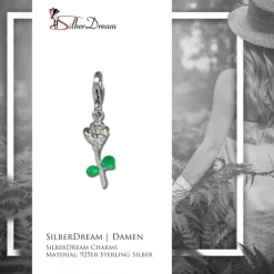 SilberDream Glitzer Charm Rose weiß Zirkonia Kristalle 925er GSC530W